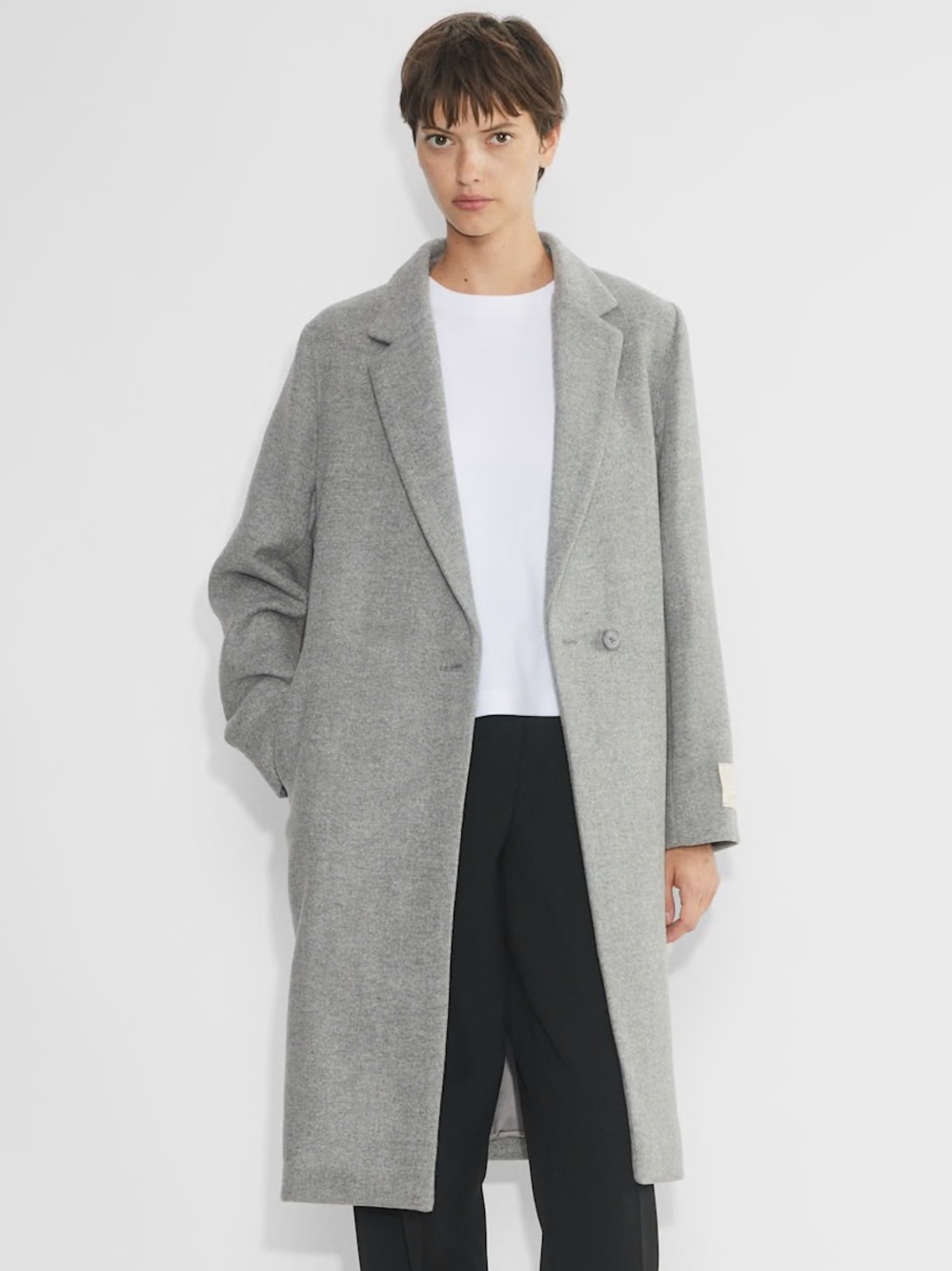 Aritzia Babaton Sz S Stedman Virgin Wool Grey Minimalist Coat
